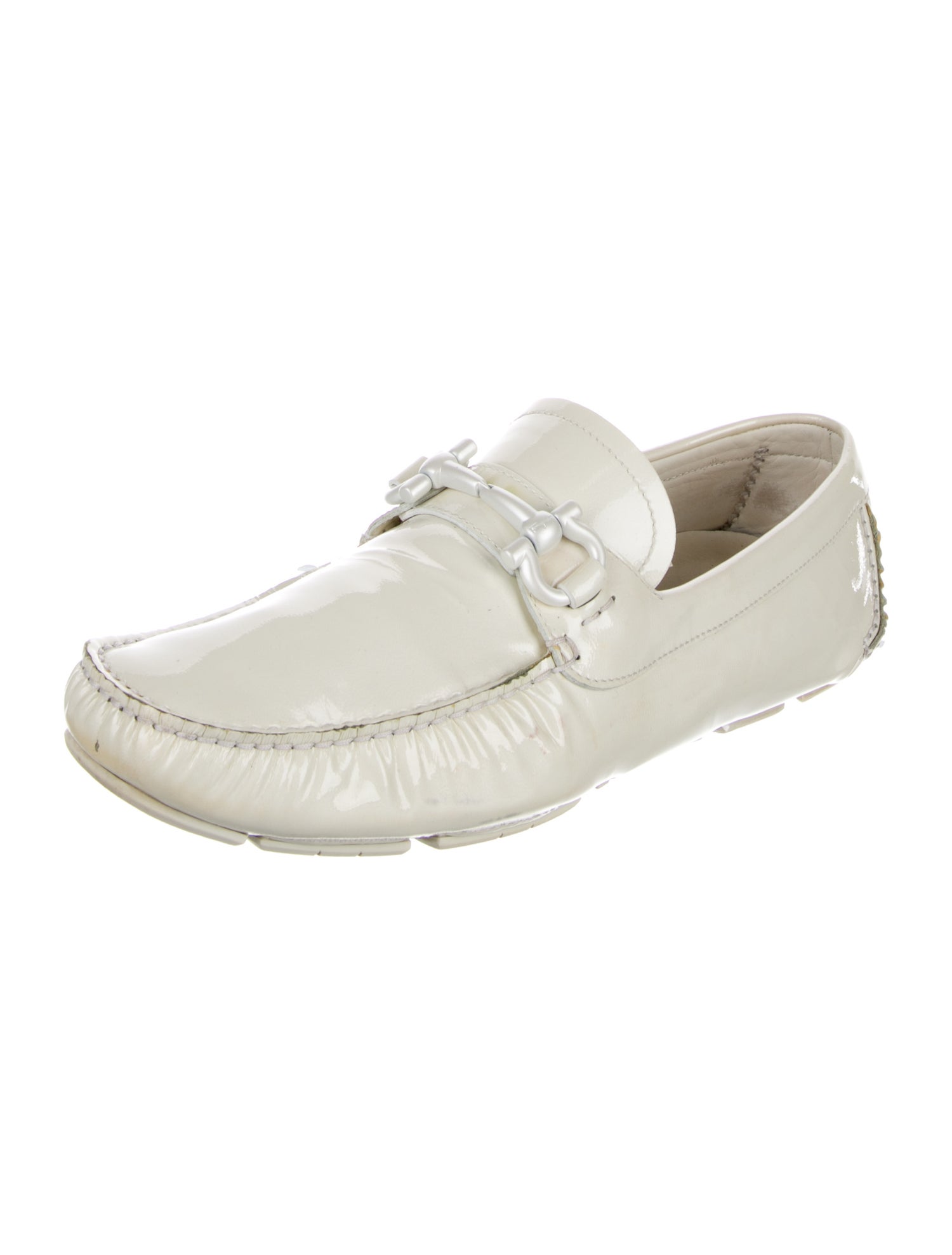 Salvatore Ferragamo Gancini Logo Patent Leather Drivers