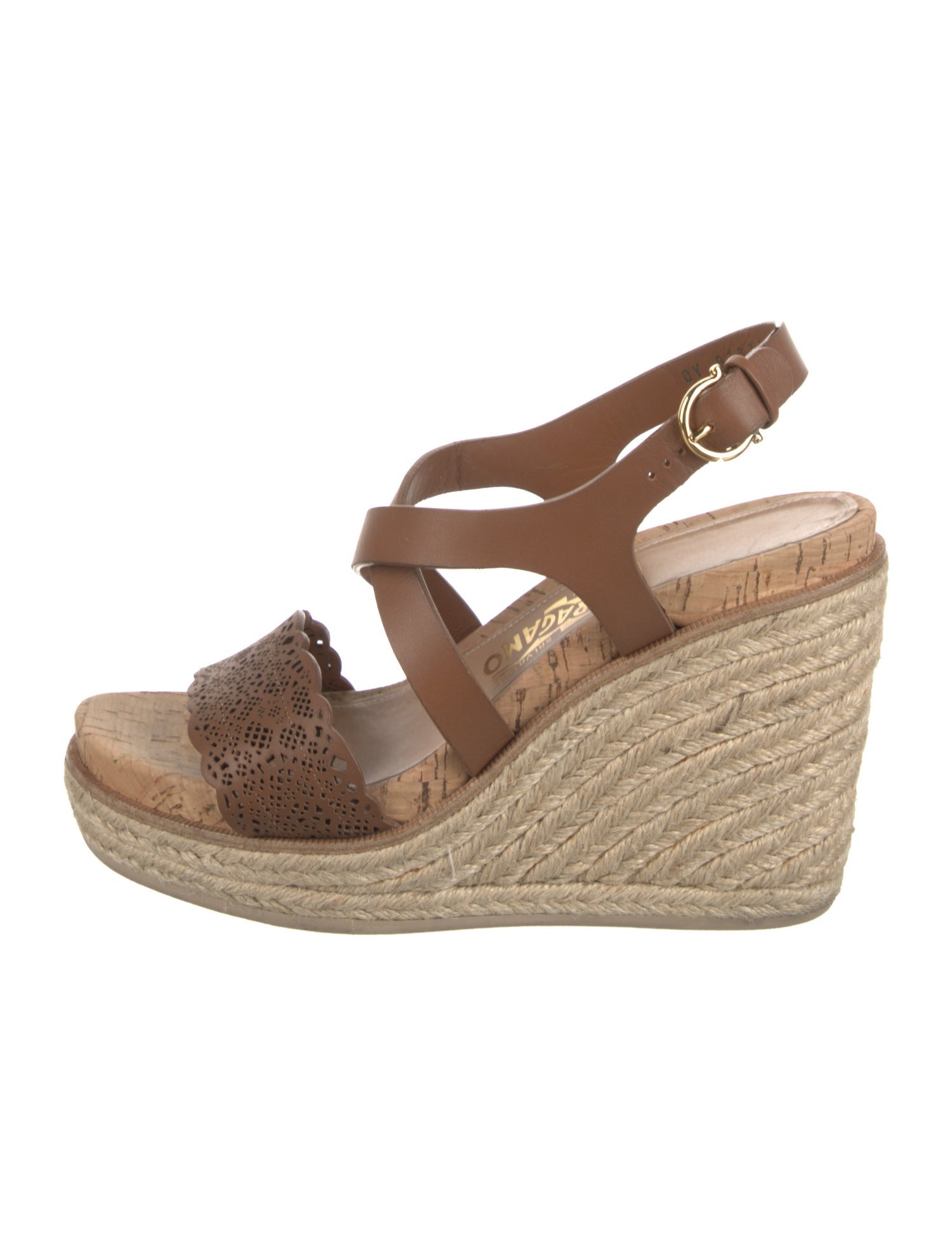 Salvatore Ferragamo Leather Lasercut Accents Espadrilles