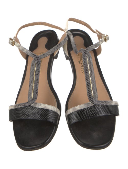 Salvatore Ferragamo Embossed Leather T-Strap Sandals