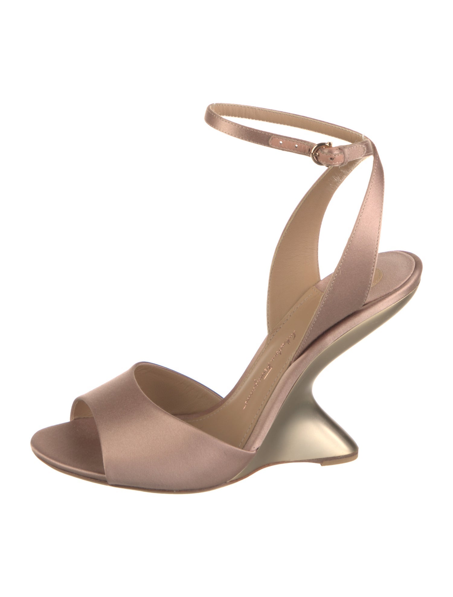 Salvatore Ferragamo Satin Leather Trim Embellishment Sandals