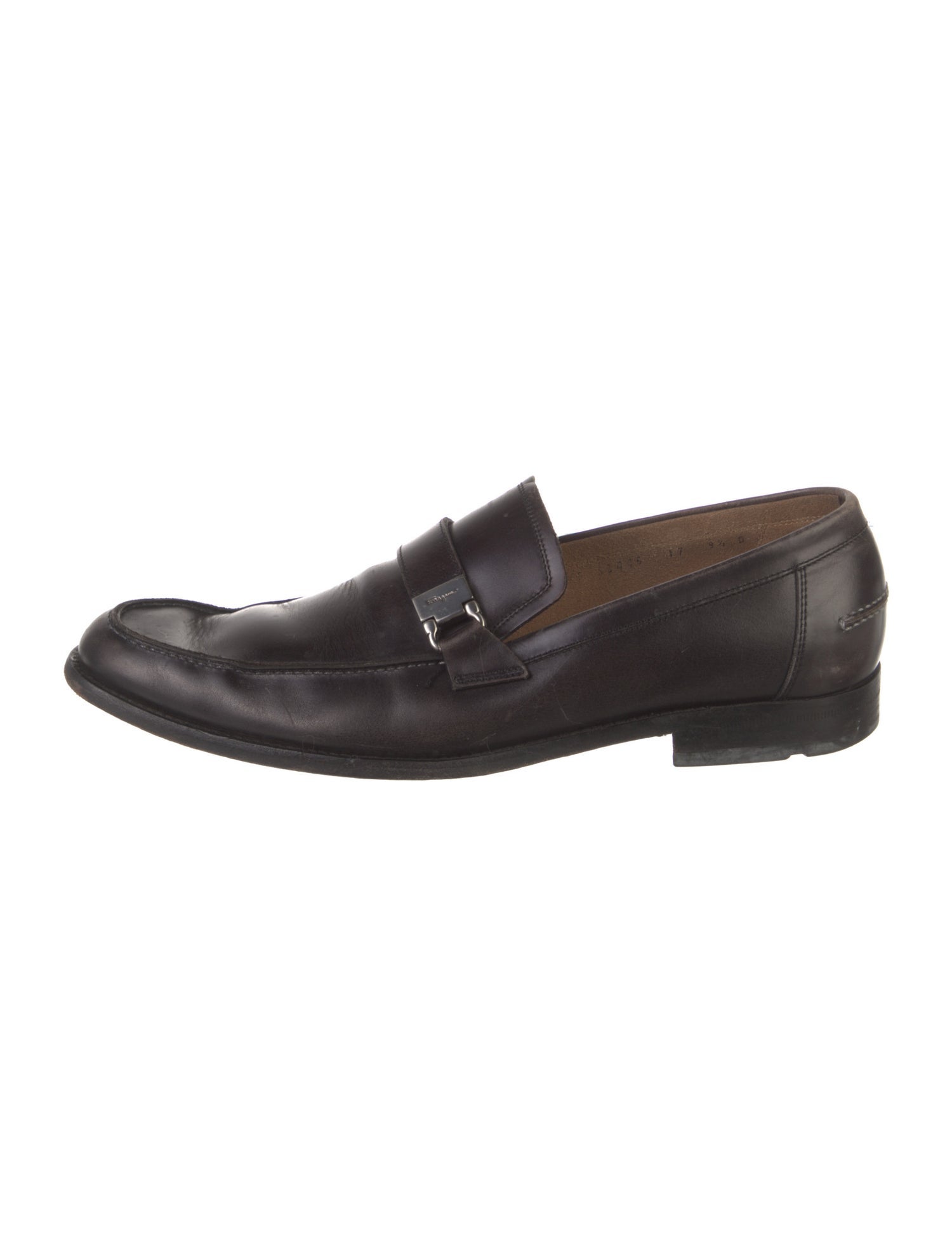 Salvatore Ferragamo Leather Chain-Link Accents Dress Loafers