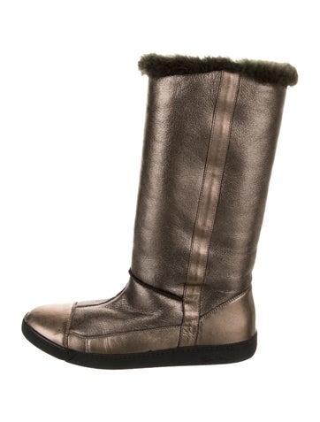 Salvatore Ferragamo Boots Leather Fur Trim IT 38 | 8