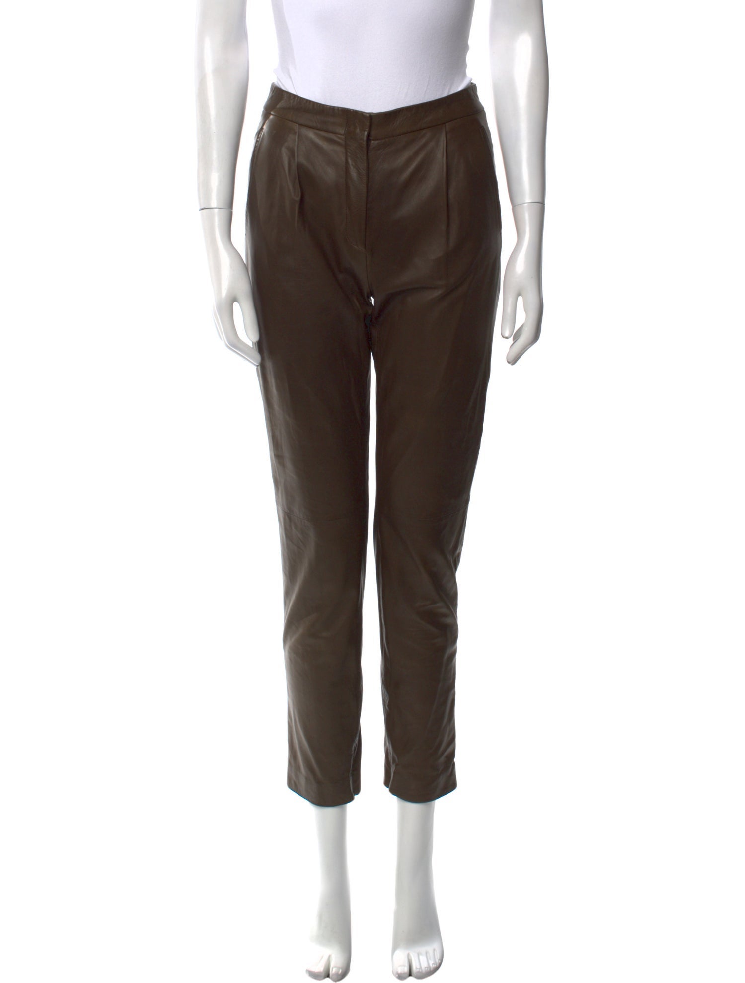 Salvatore Ferragamo Leather Straight Leg Pants