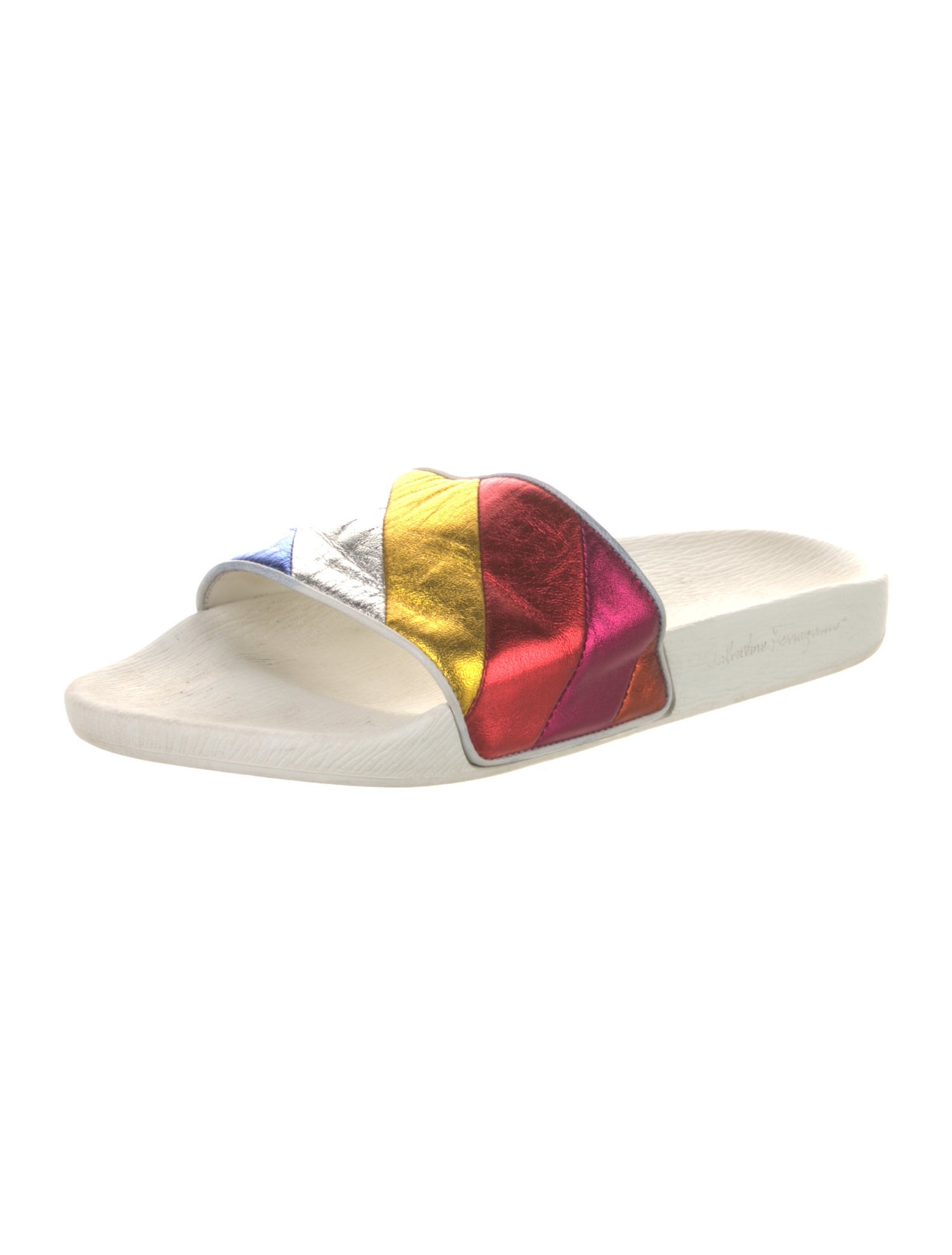 Salvatore Ferragamo Leather Printed Slides