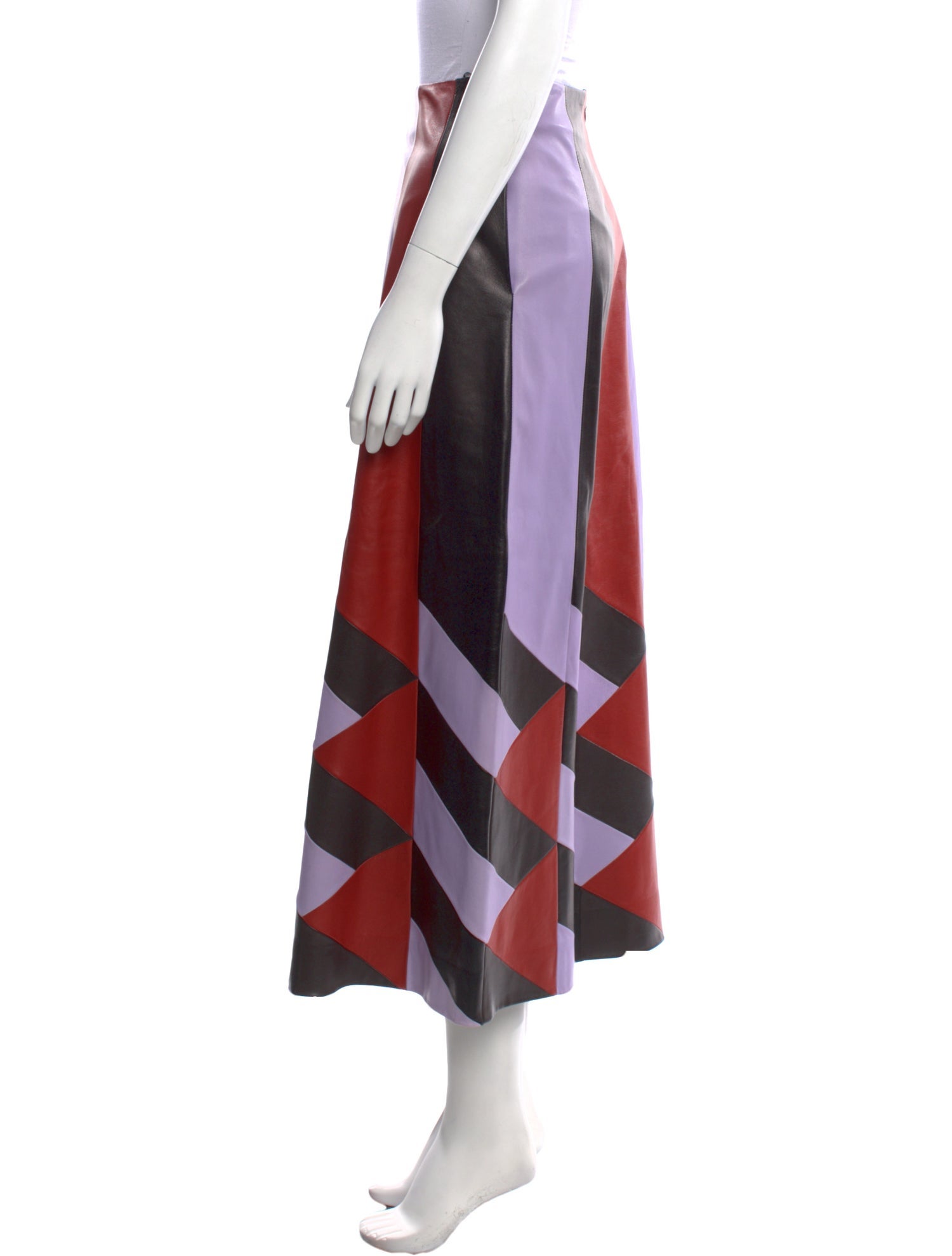 Salvatore Ferragamo Lamb Leather Midi Length Skirt