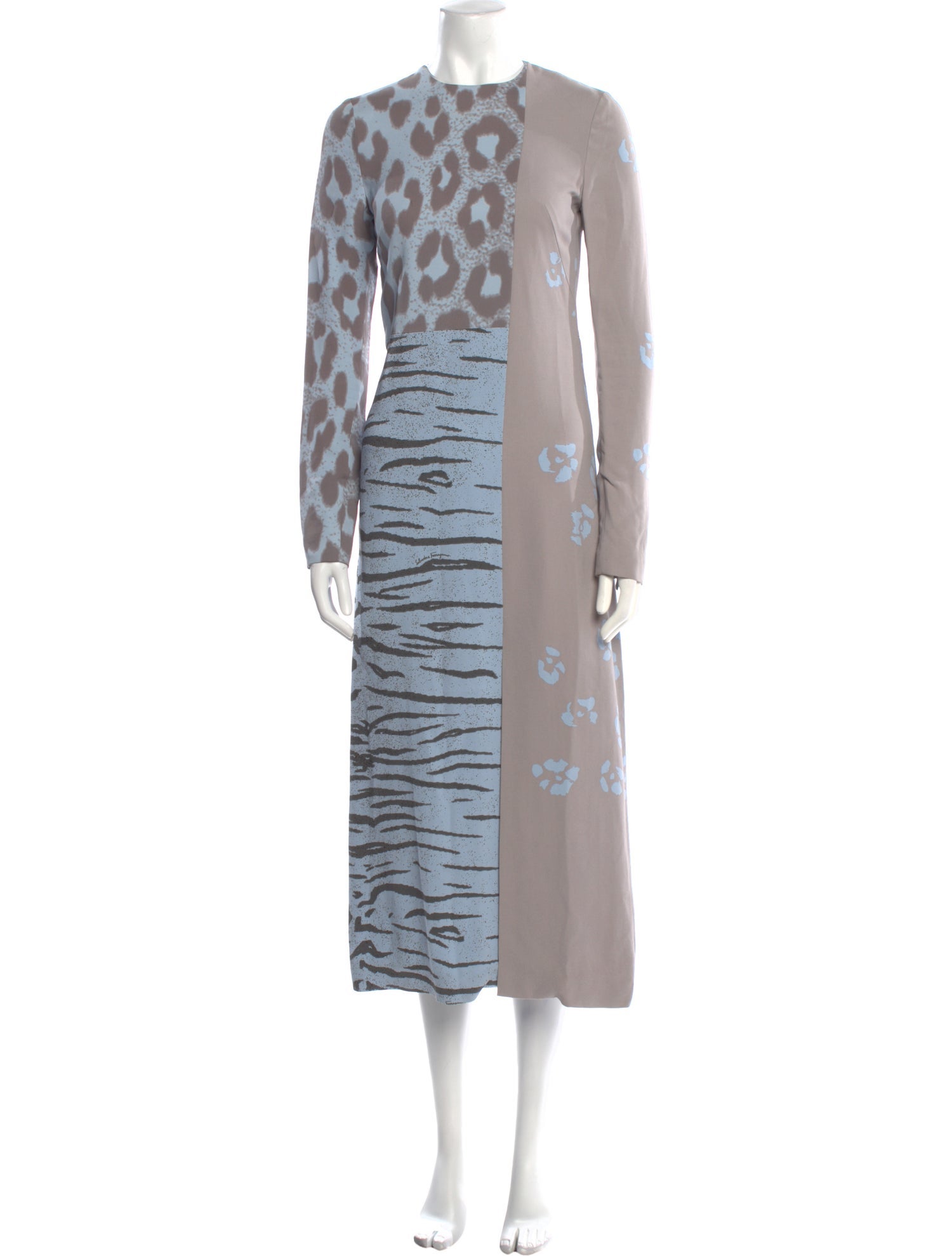 Salvatore Ferragamo Animal Print Long Dress
