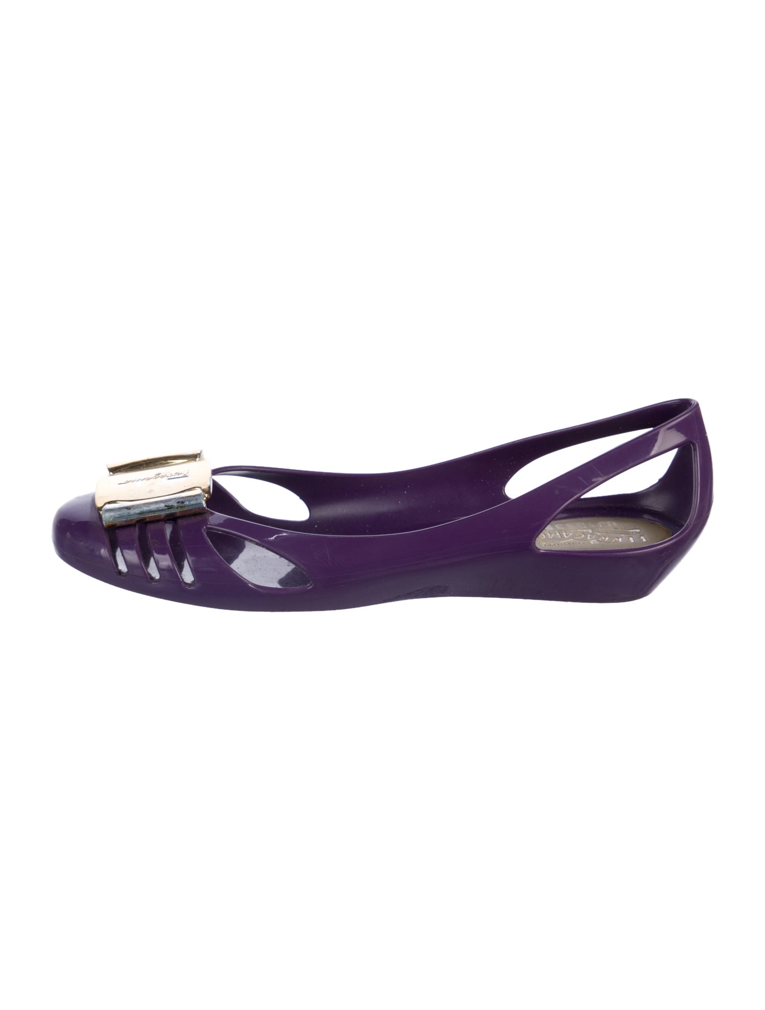 Salvatore Ferragamo Rubber Cutout Accent Ballet Flats