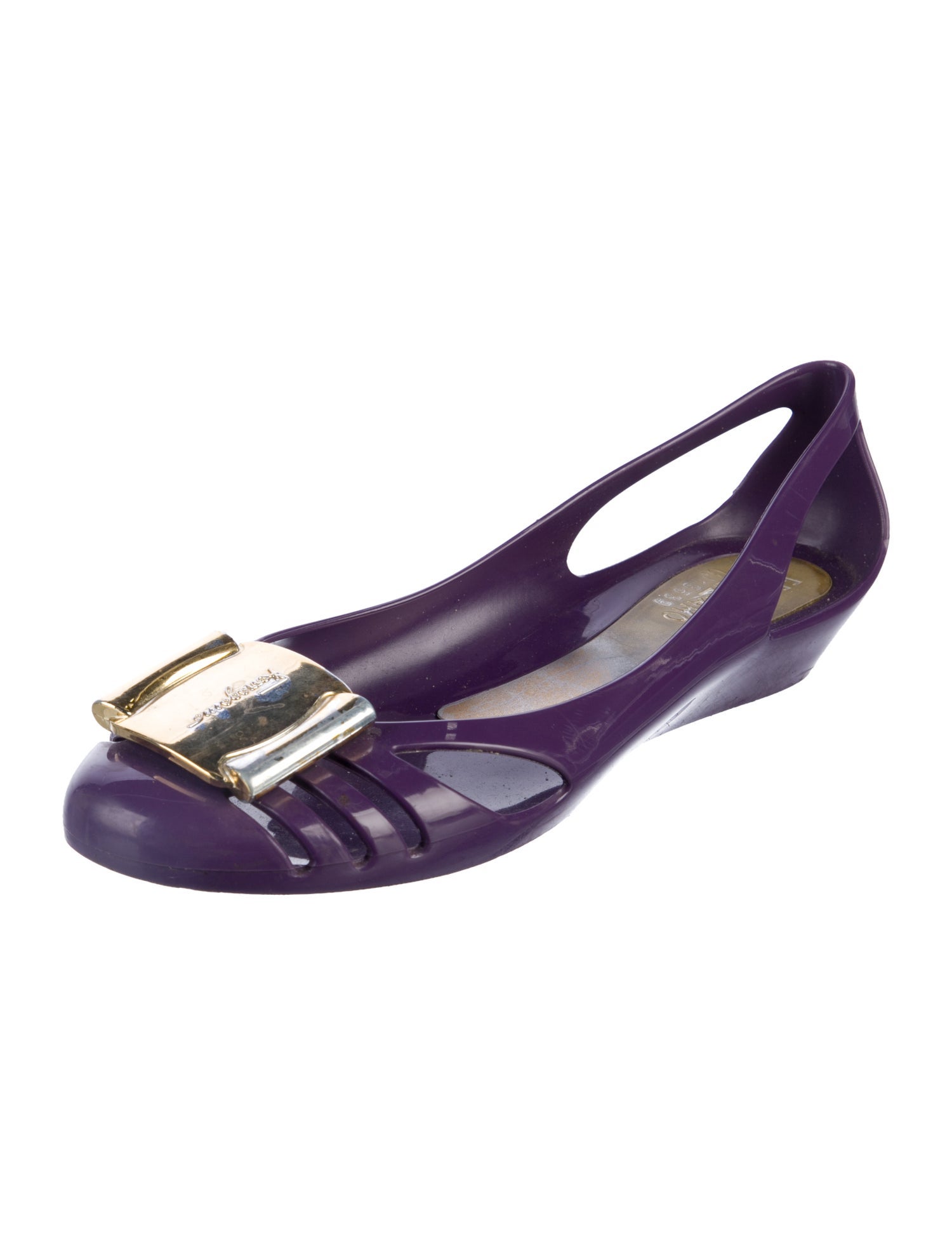 Salvatore Ferragamo Rubber Cutout Accent Ballet Flats
