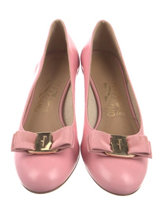 Salvatore Ferragamo Leather Bow Accents Pumps