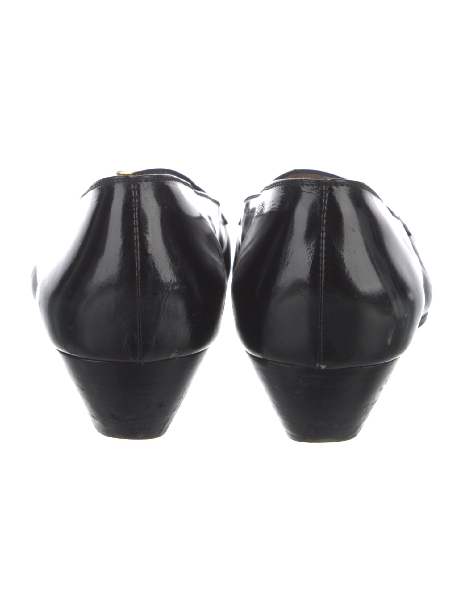 Salvatore Ferragamo Patent Leather Bow Accents Pumps