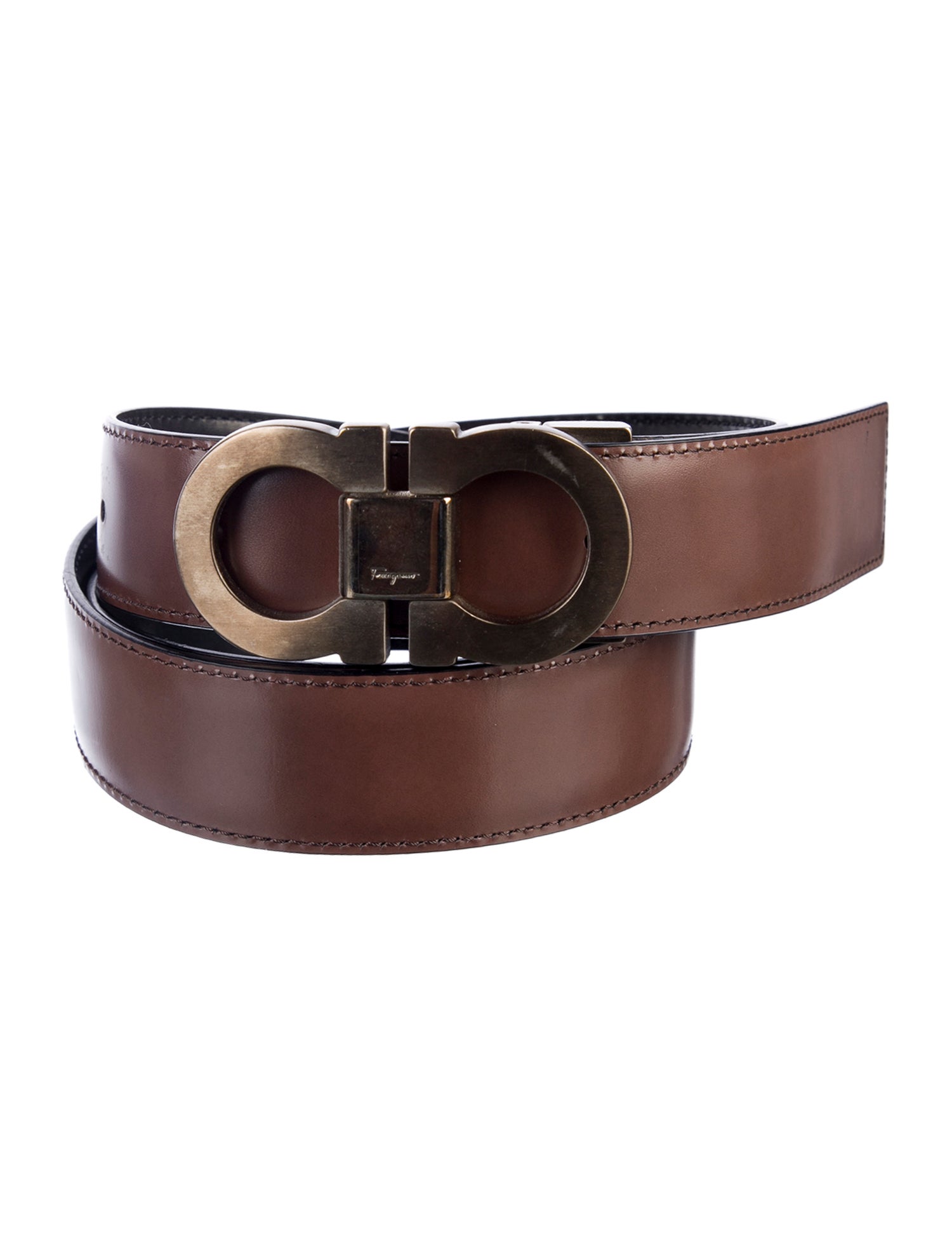 Salvatore Ferragamo Reversible Leather Belt Gancini Logo Belt