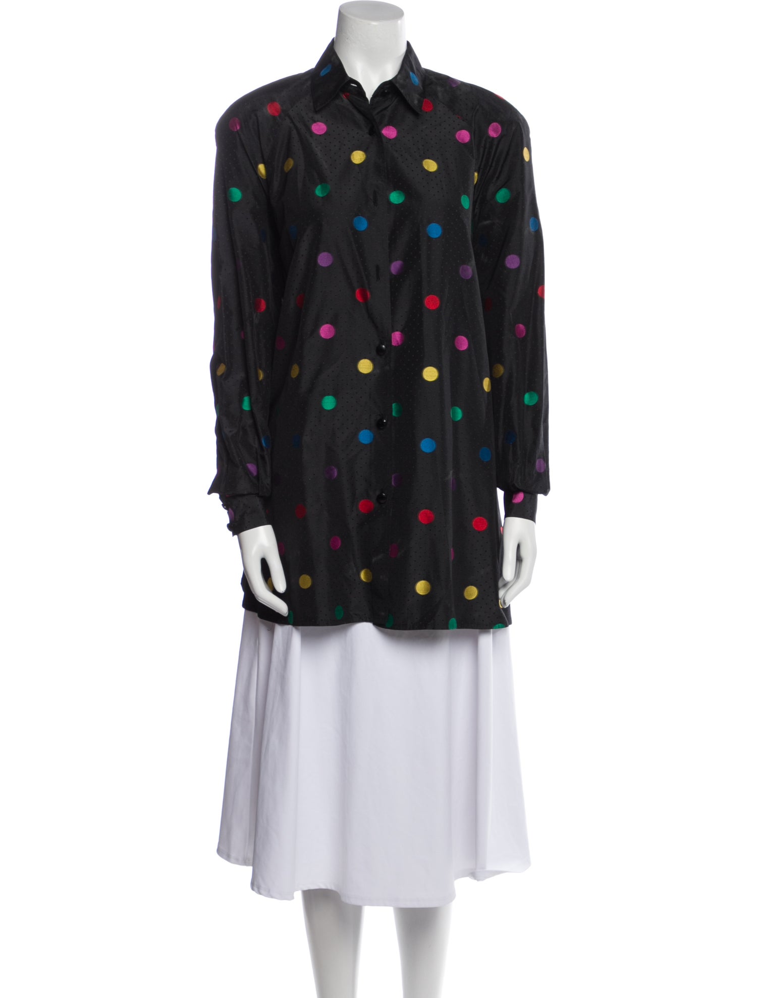 Salvatore Ferragamo Silk Polka Dot Print Tunic
