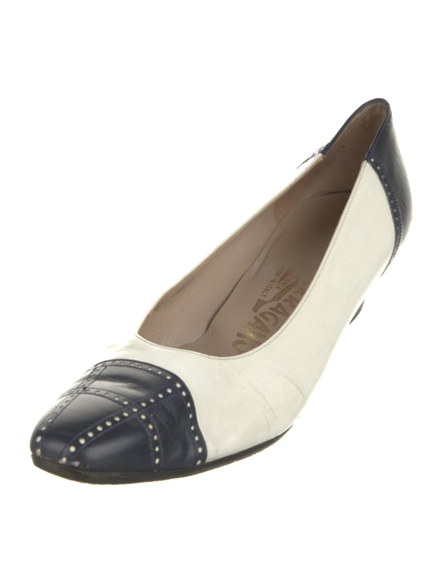 Salvatore Ferragamo Leather Colorblock Pattern Pumps
