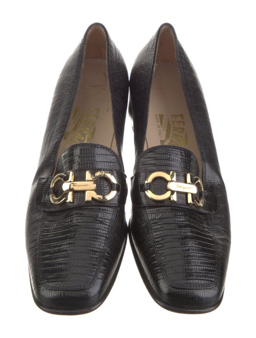 Salvatore Ferragamo Gancini Logo Lizard Loafers