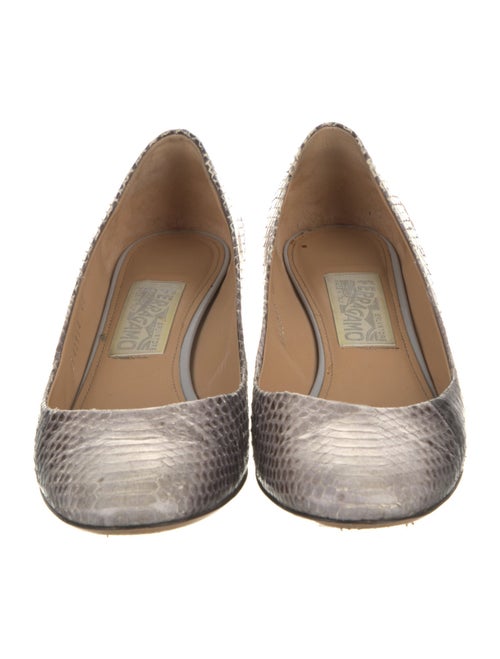 Salvatore Ferragamo Vara Bow Accent Snakeskin Pumps