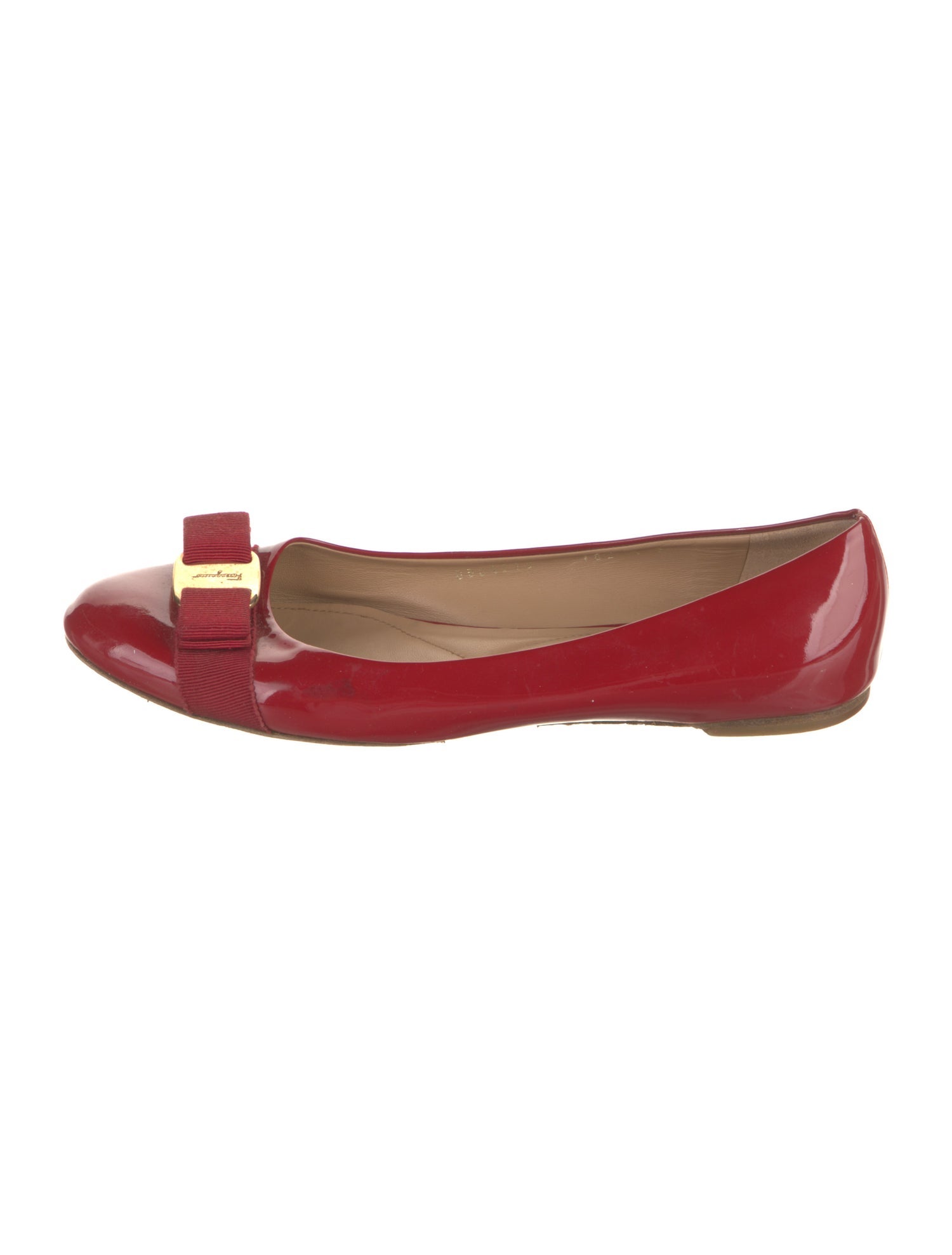 Salvatore Ferragamo Vara Bow Accent Patent Leather Ballet Flats