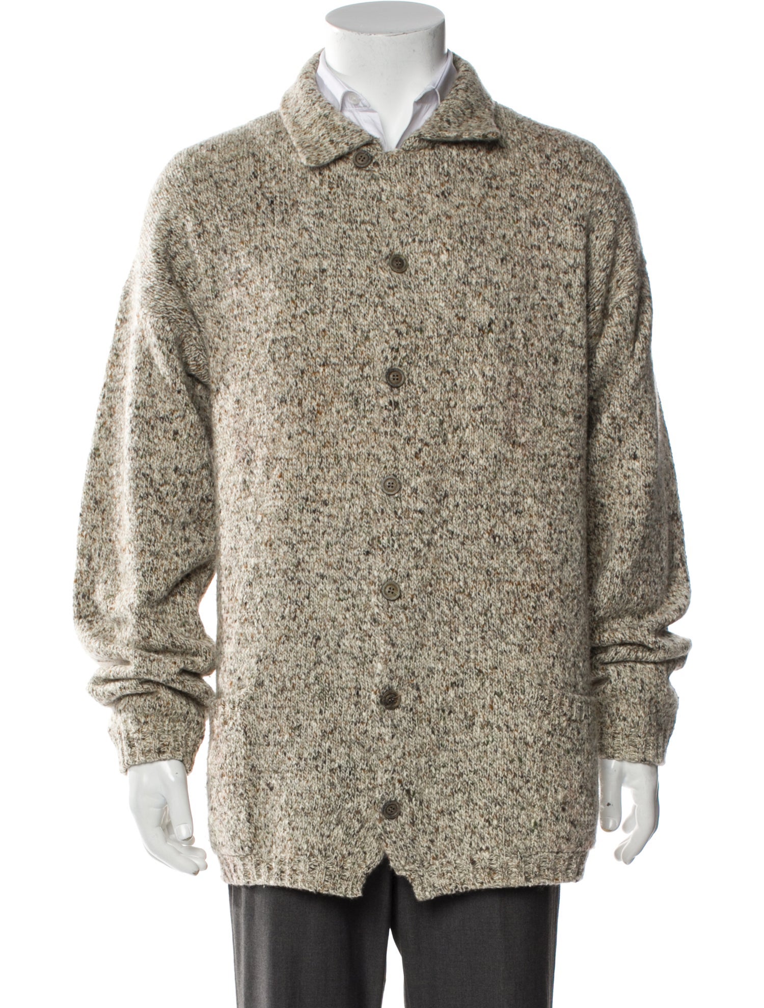 Salvatore Ferragamo Cashmere Tweed Pattern Cardigan