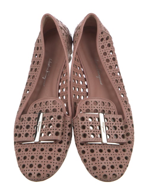 Salvatore Ferragamo Leather Lasercut Accents Flats