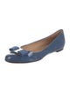 Salvatore Ferragamo Patent Leather Bow Accents Ballet Flats