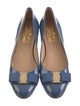 Salvatore Ferragamo Patent Leather Bow Accents Ballet Flats