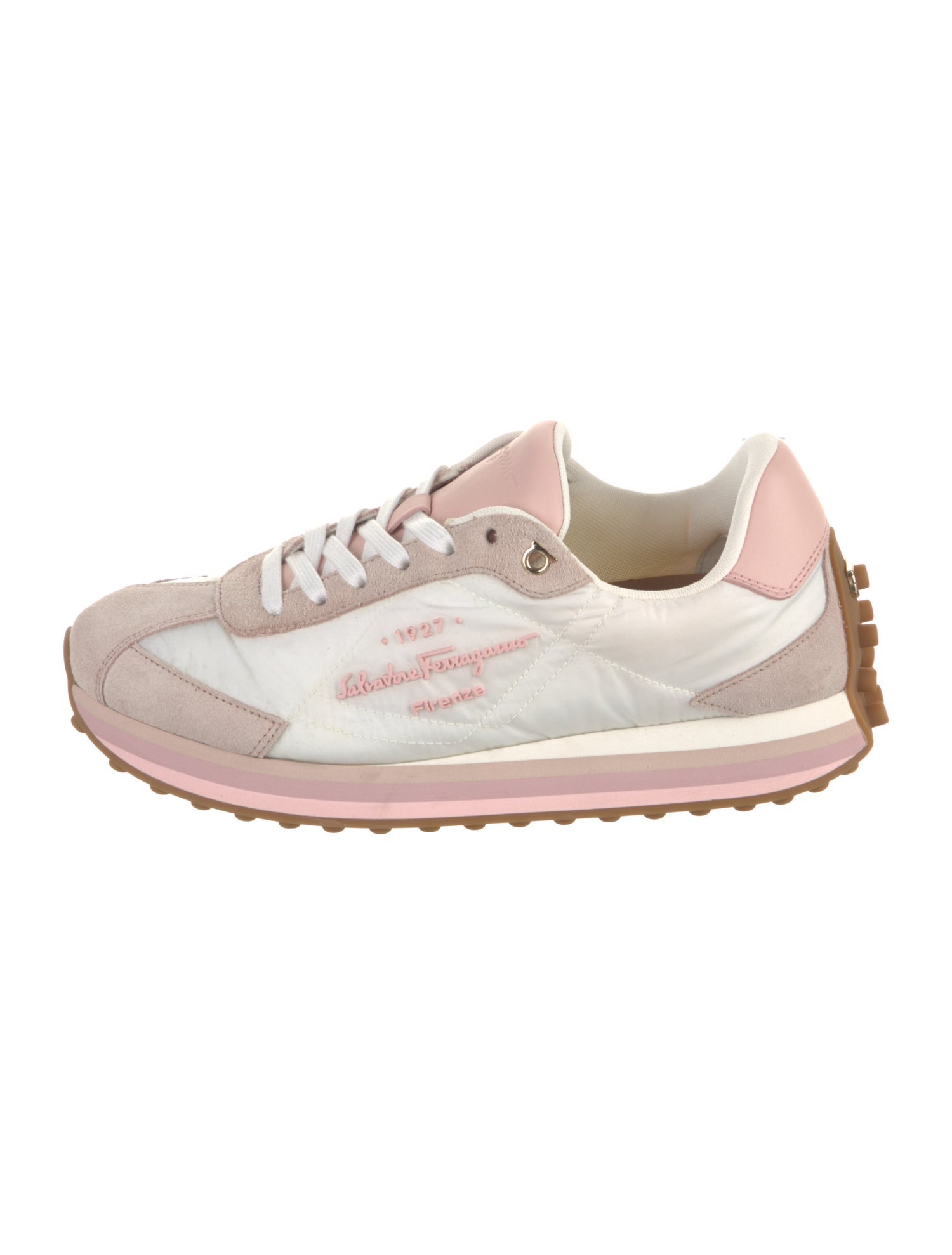 Salvatore Ferragamo Leather Colorblock Pattern Sneakers