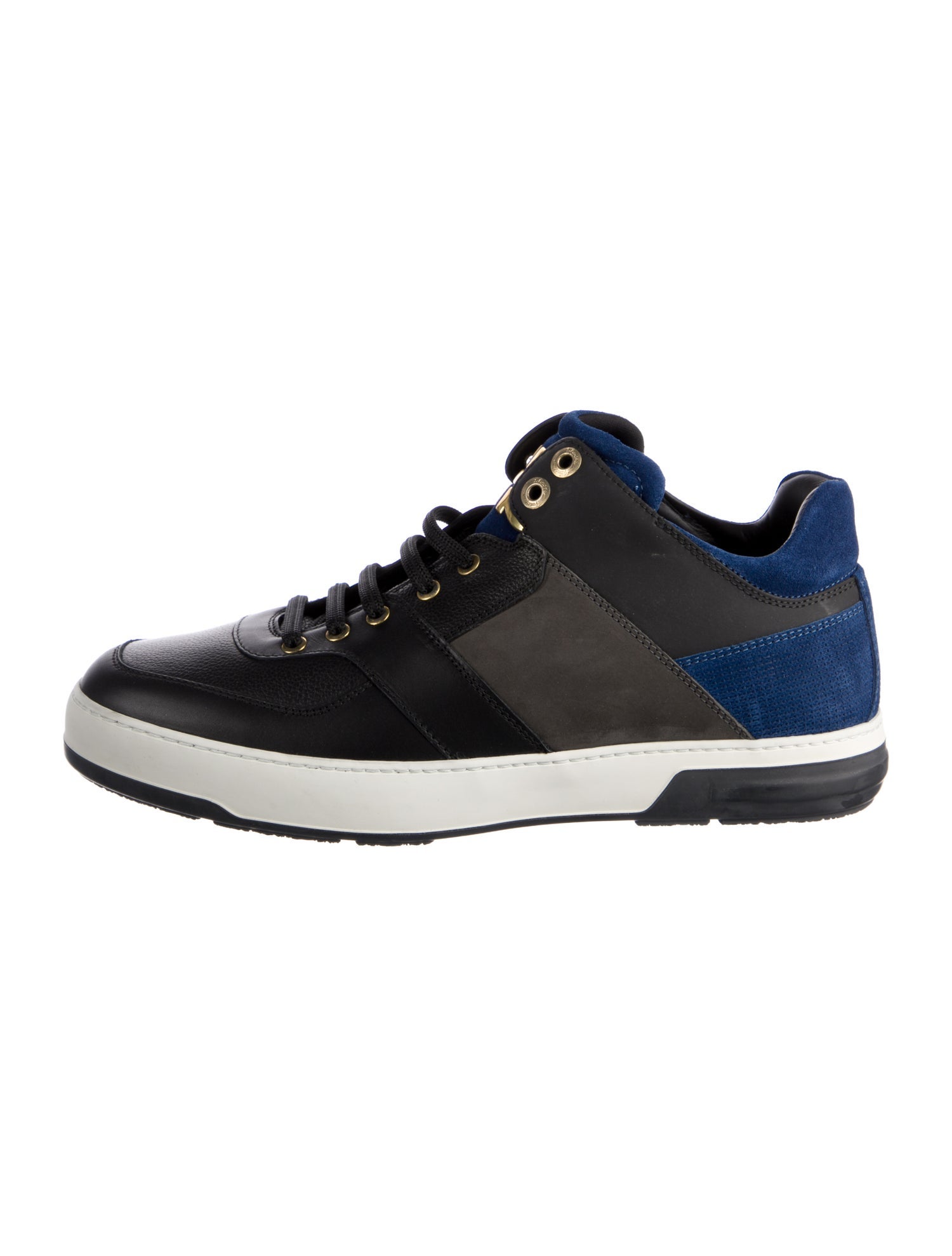 Salvatore Ferragamo Leather Colorblock Pattern Sneakers