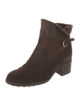 Salvatore Ferragamo Gancio Logo Suede Moto Boots