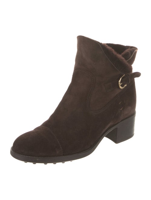 Salvatore Ferragamo Gancio Logo Suede Moto Boots