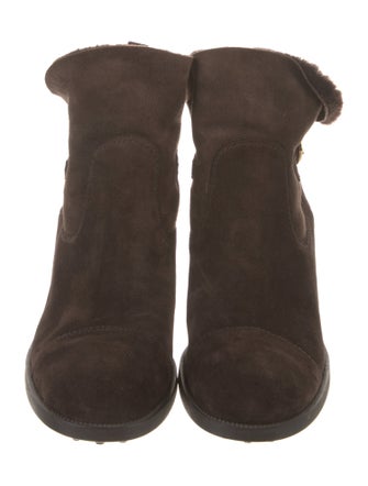 Salvatore Ferragamo Gancio Logo Suede Moto Boots