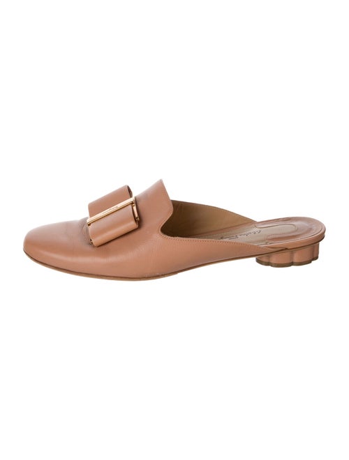 Salvatore Ferragamo Leather Bow Accents Mules
