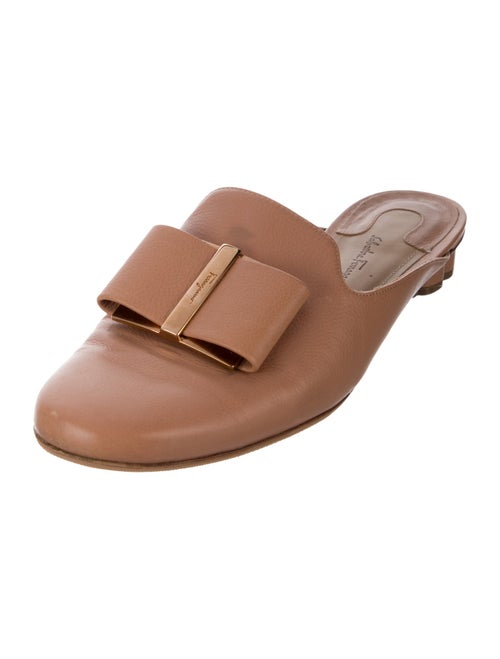 Salvatore Ferragamo Leather Bow Accents Mules