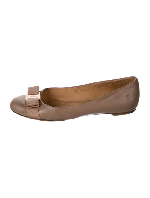 Salvatore Ferragamo Patent Leather Bow Accents Ballet Flats
