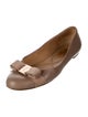 Salvatore Ferragamo Patent Leather Bow Accents Ballet Flats