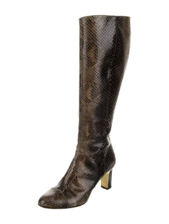 Salvatore Ferragamo Leather Animal Print Boots