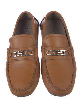 Salvatore Ferragamo Gancini Logo Leather Moccasins