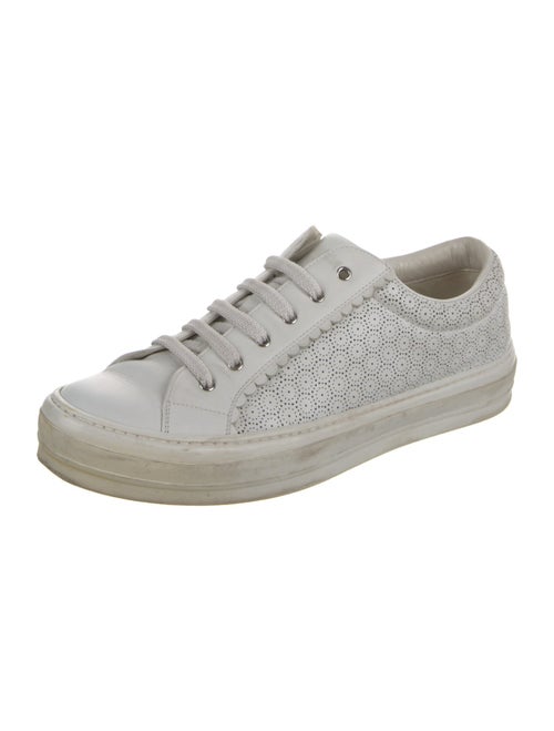 Salvatore Ferragamo Leather Lasercut Accents Sneakers