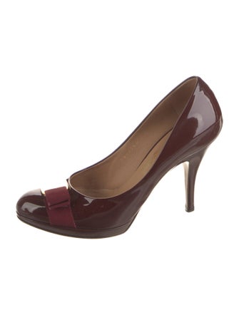 Salvatore Ferragamo Patent Leather Bow Accents Pumps
