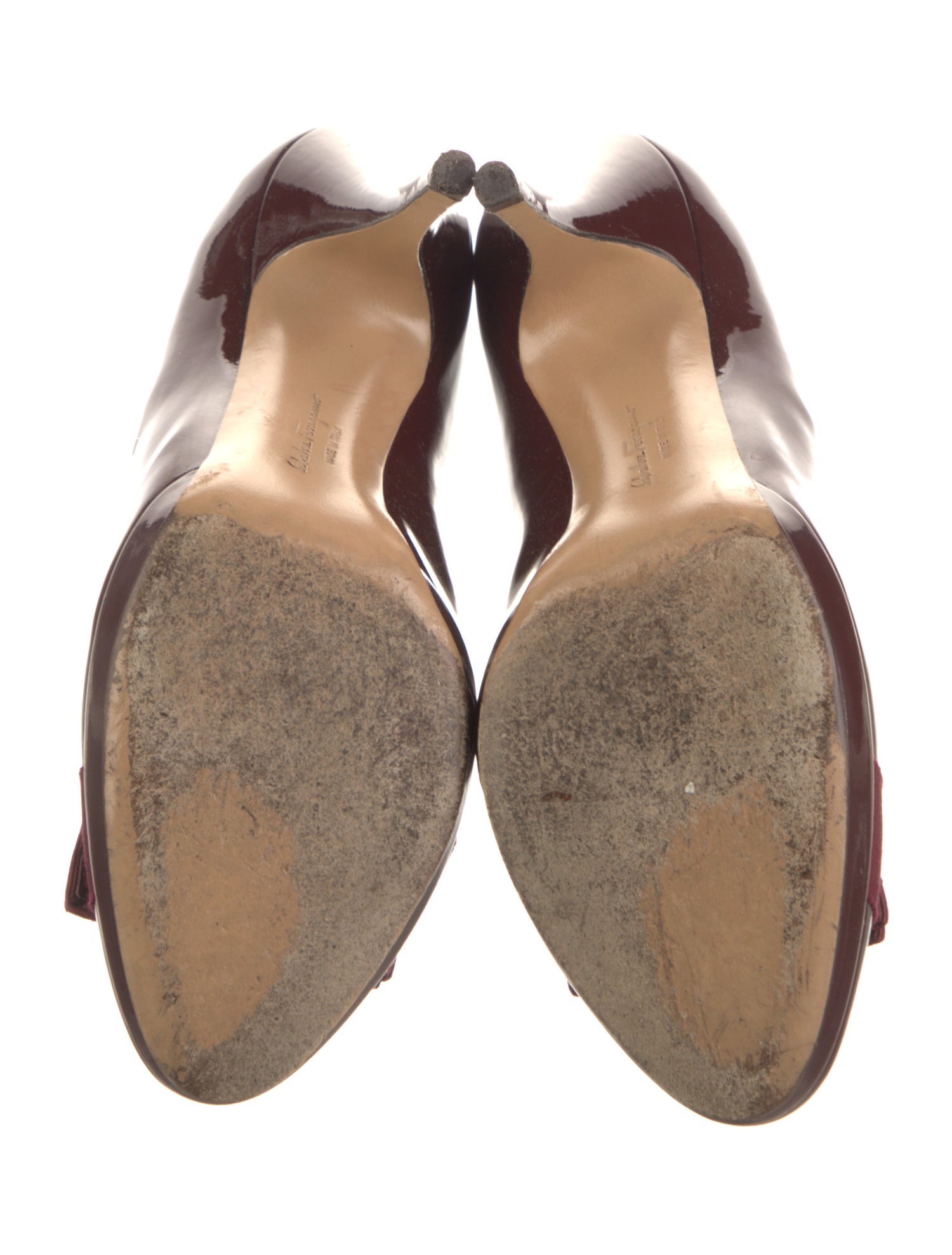 Salvatore Ferragamo Patent Leather Bow Accents Pumps