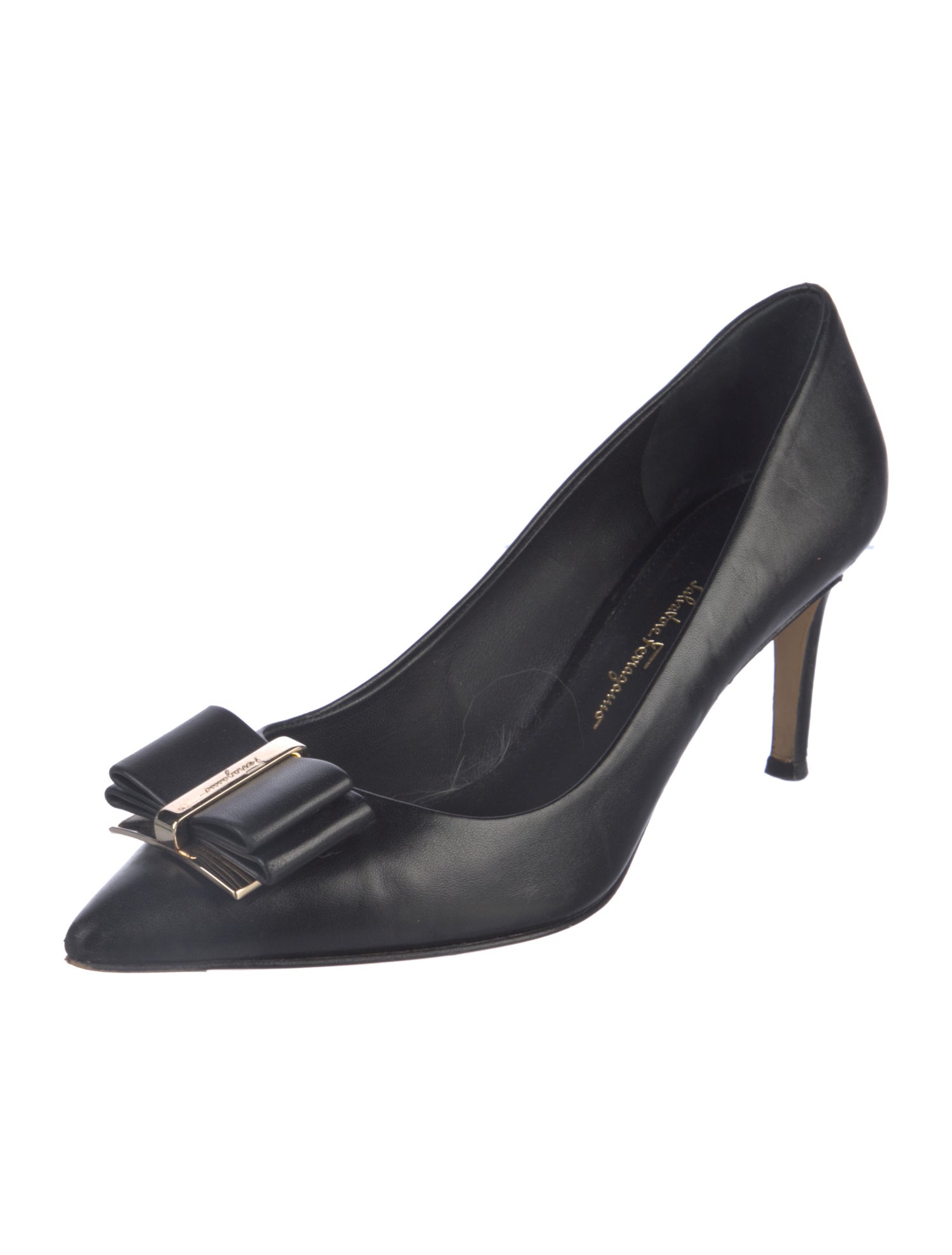 Salvatore Ferragamo Leather Bow Accents Pumps