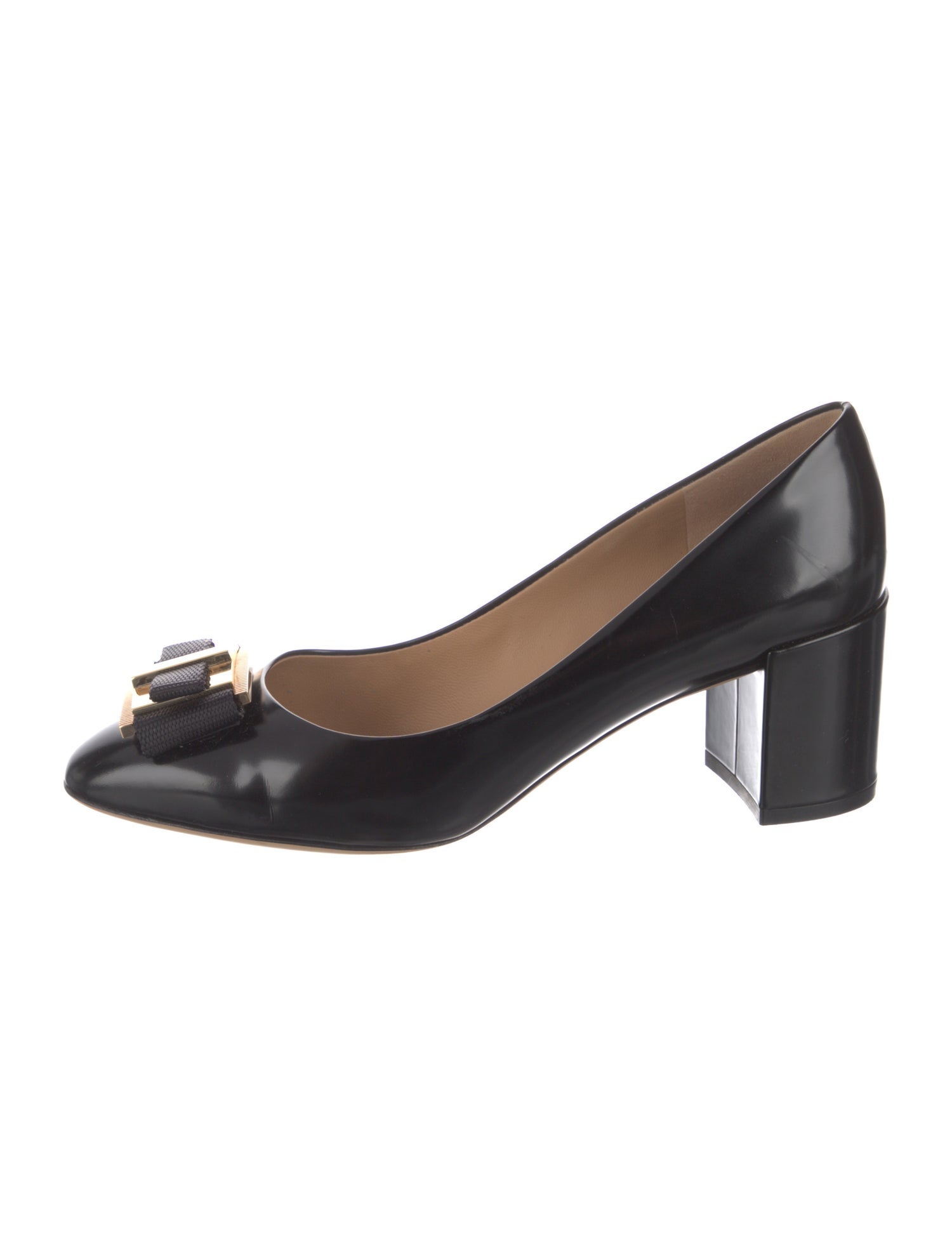 Salvatore Ferragamo Leather Bow Accents Pumps