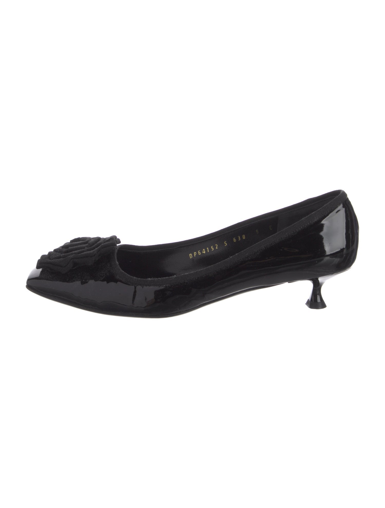 Salvatore Ferragamo Patent Leather Grosgrain Trim Pumps
