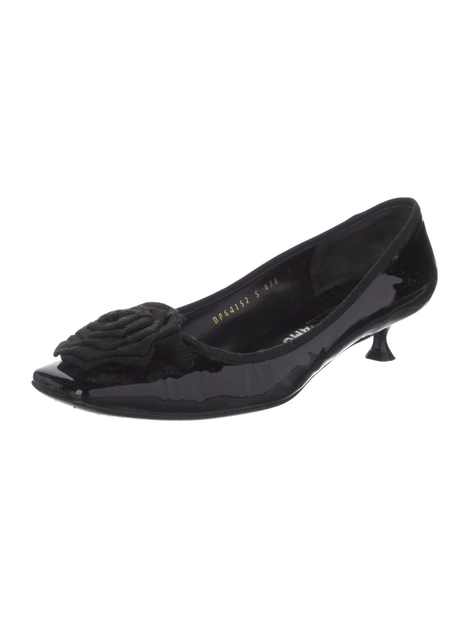 Salvatore Ferragamo Patent Leather Grosgrain Trim Pumps