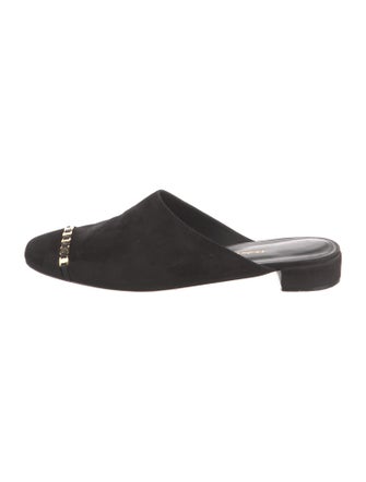 Salvatore Ferragamo Suede Chain-Link Accents Mules