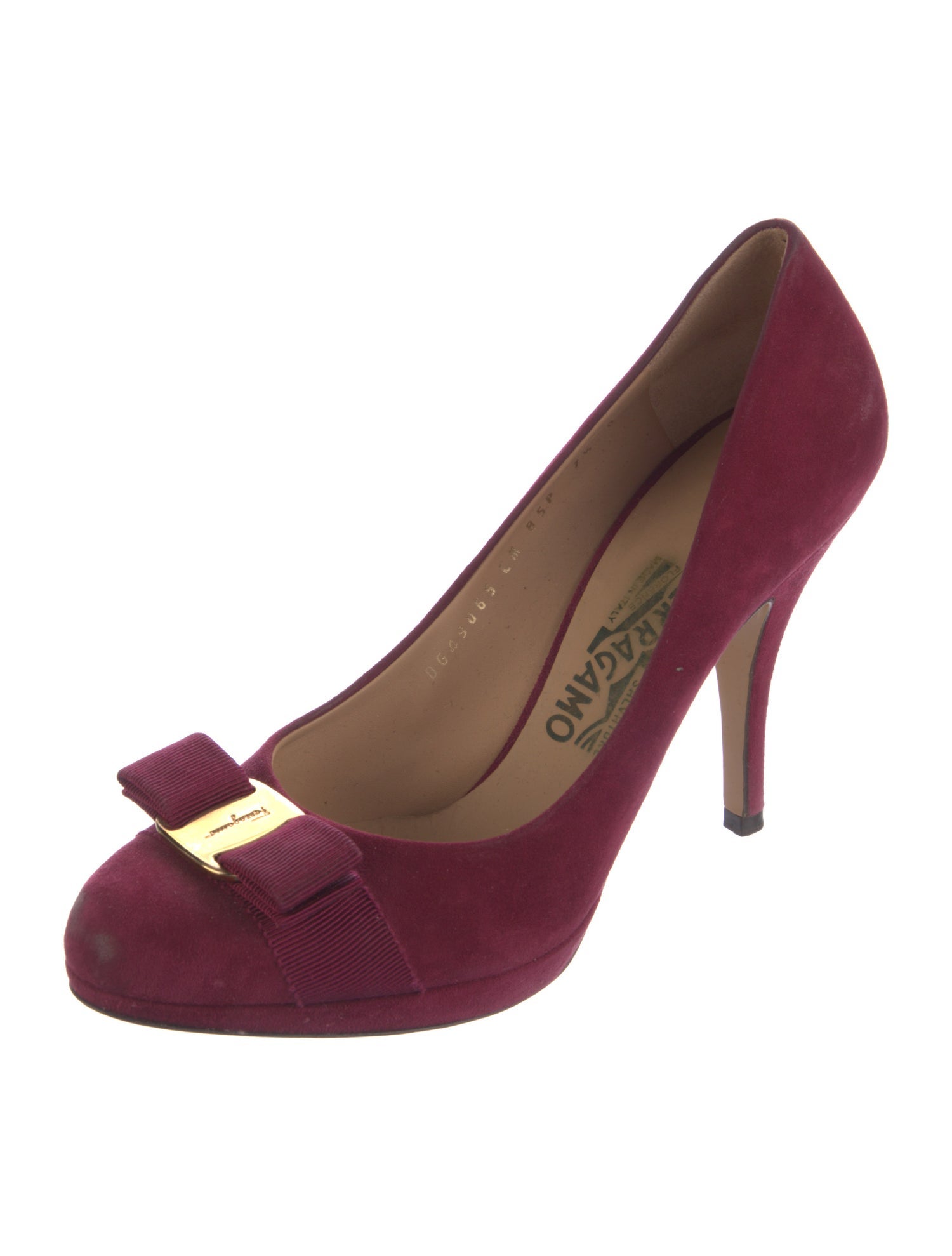 Salvatore Ferragamo Vara Bow Accent Suede Pumps