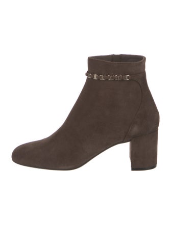 Salvatore Ferragamo Suede Chain-Link Accents Boots