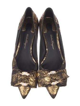 Salvatore Ferragamo Printed Bow Accents Flats