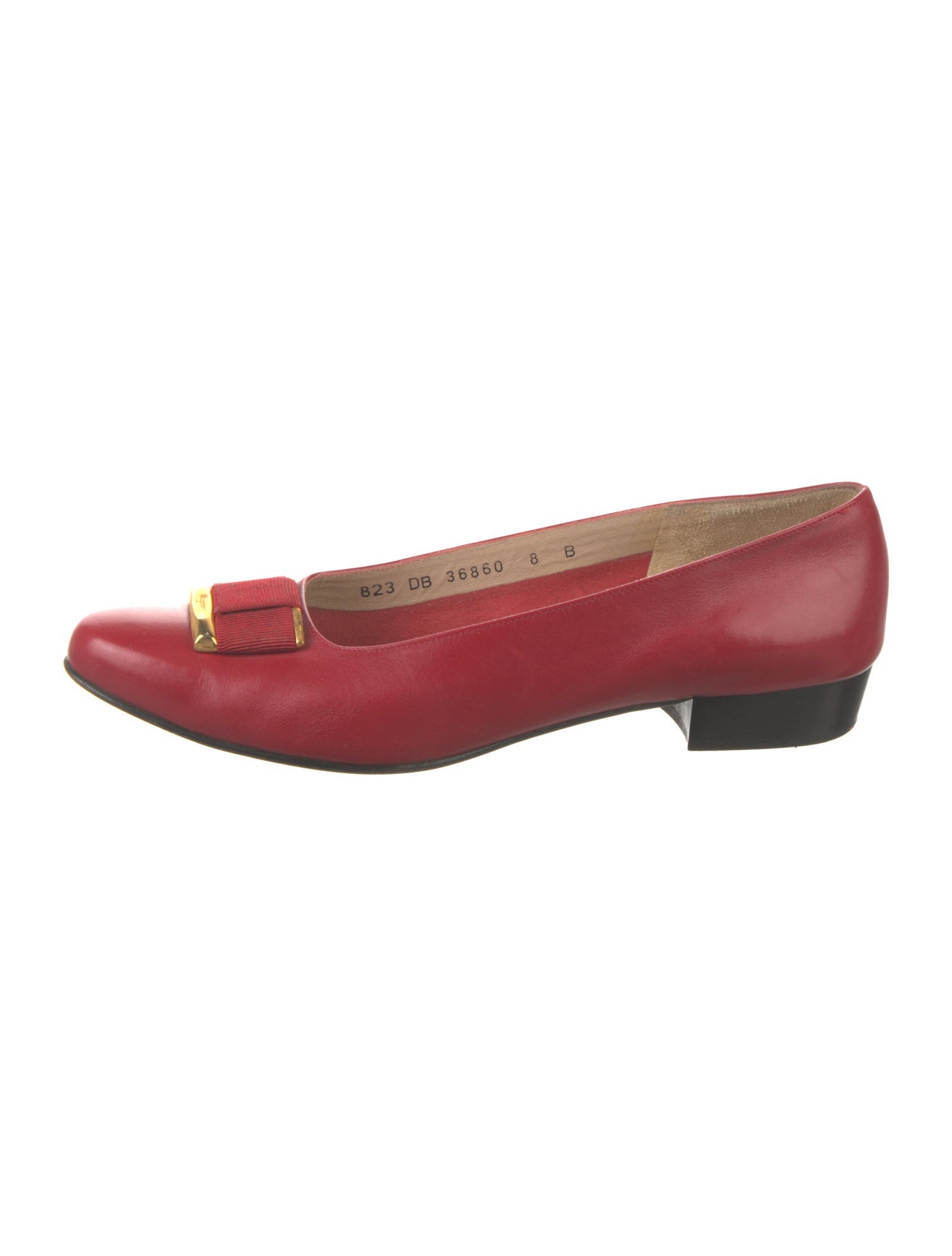 Salvatore Ferragamo Leather Bow Accents Flats