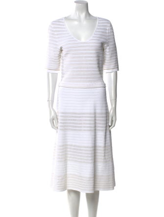 Salvatore Ferragamo Striped Midi Length Dress