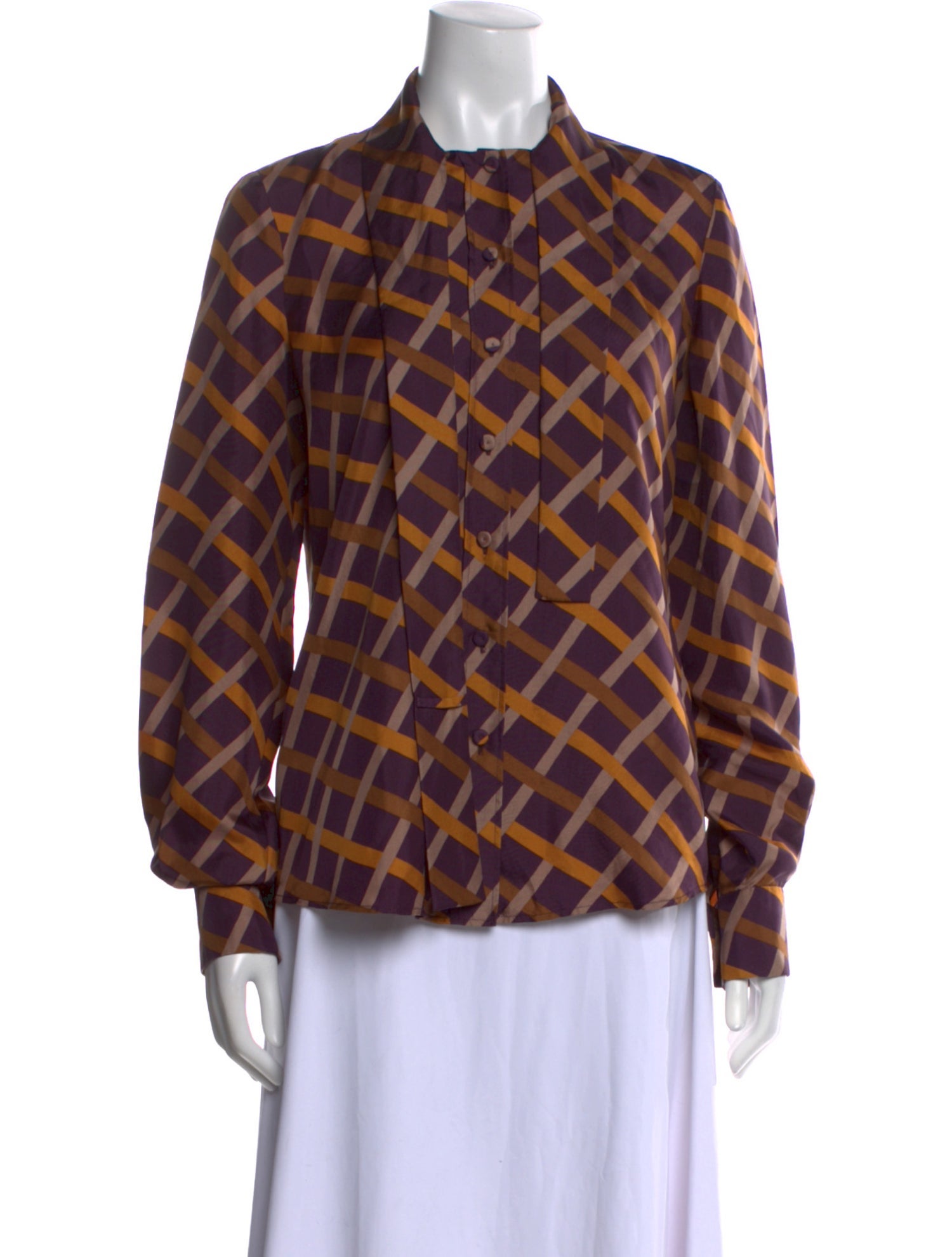 Salvatore Ferragamo Silk Printed Button-Up Top