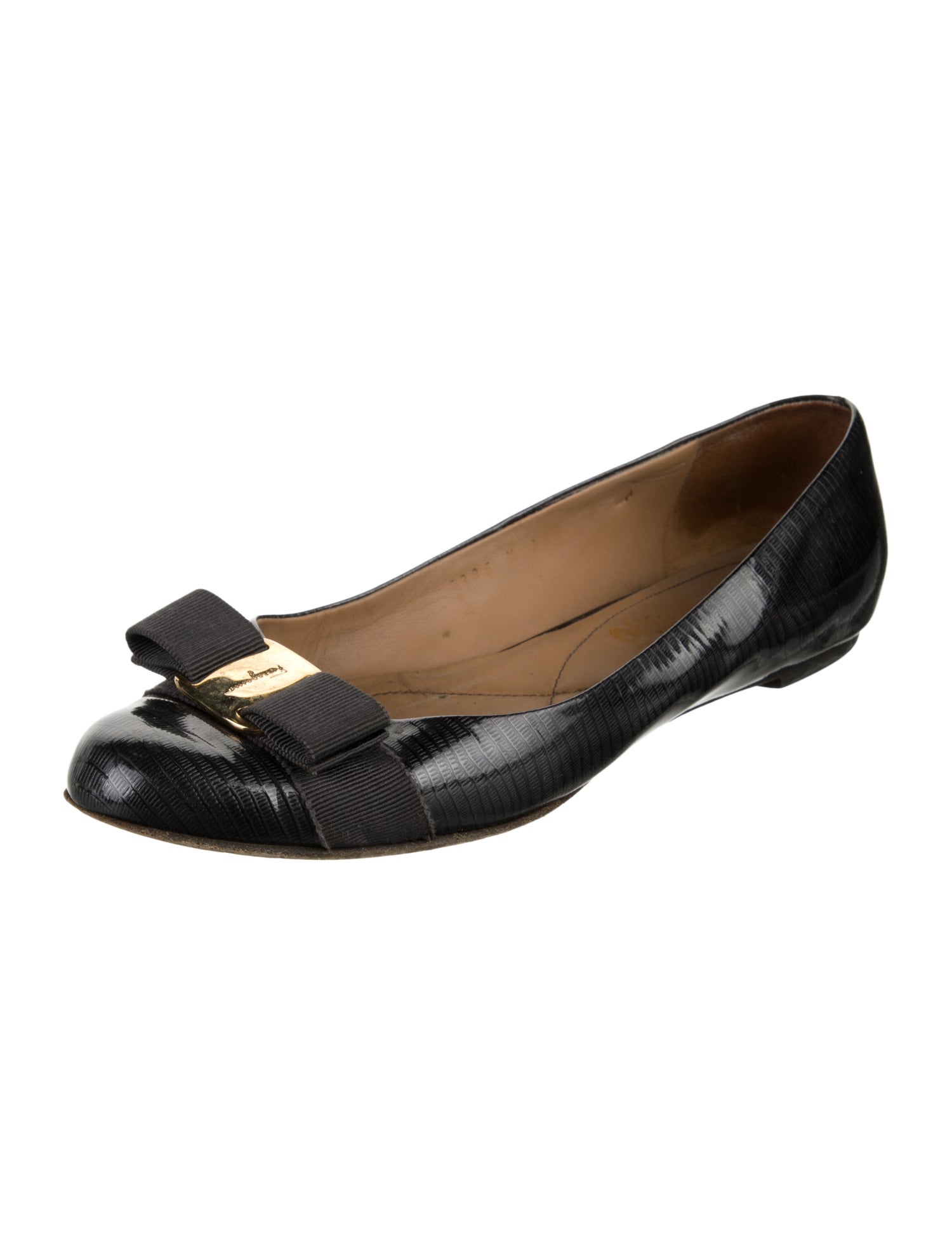 Salvatore Ferragamo Vara Bow Accent Patent Leather Ballet Flats